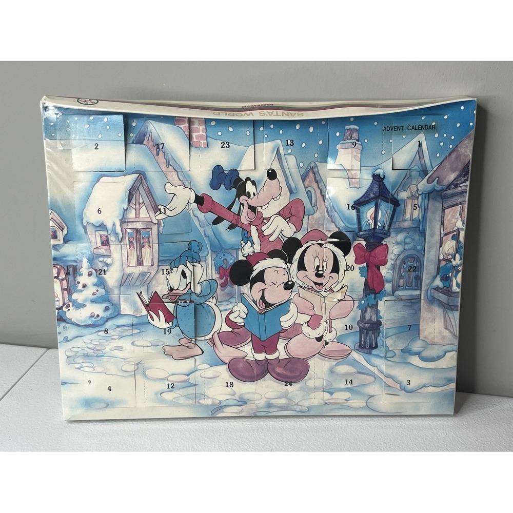Vtg Kurt Adler Mickey Mouse Advent Calendar Sealed Santas World Mystery Ornament
